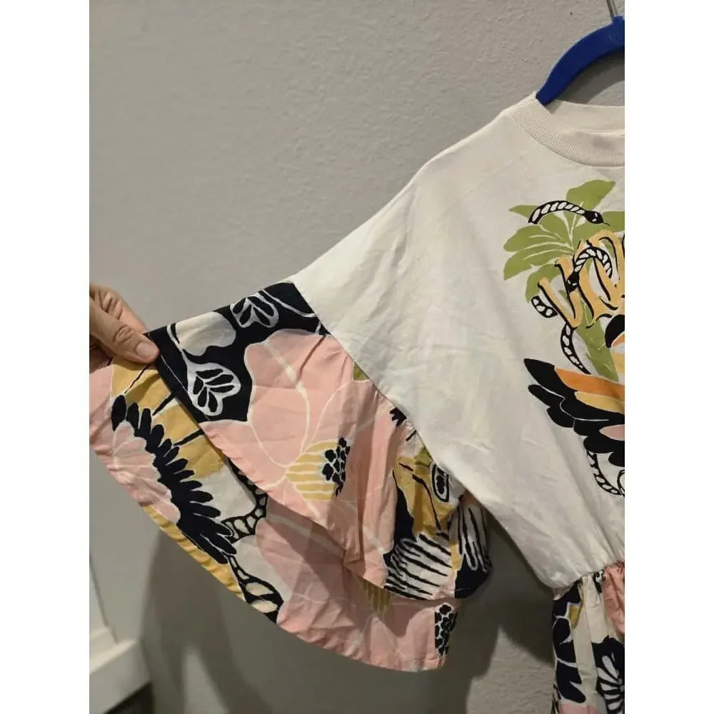 FARM Rio Women's Tropical Toucan Mini Dress Size L Multicolor Summer - Picture 4 of 9